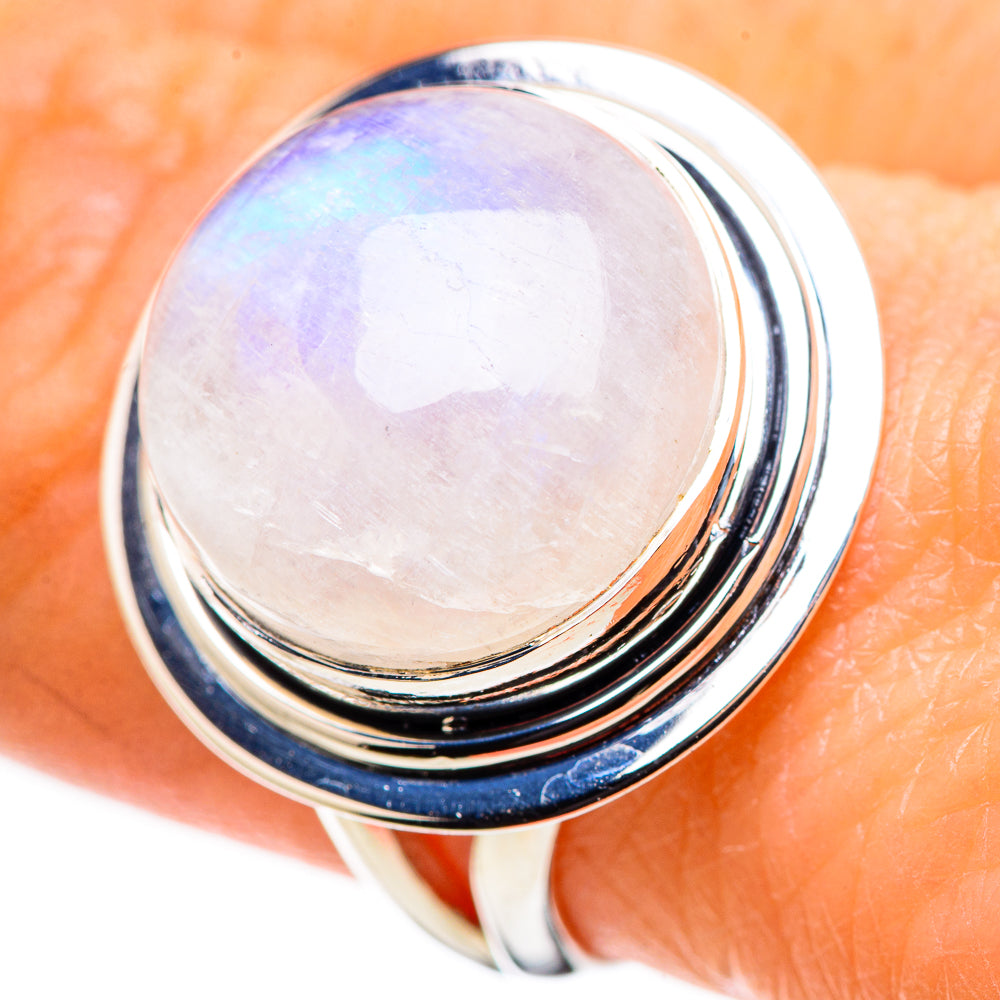 Rainbow Moonstone Rings handcrafted by Ana Silver Co - RING132642