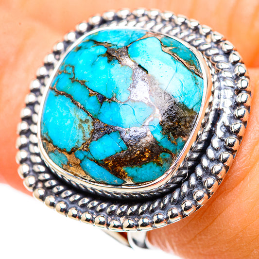 Blue Copper Composite Turquoise Rings handcrafted by Ana Silver Co - RING132648