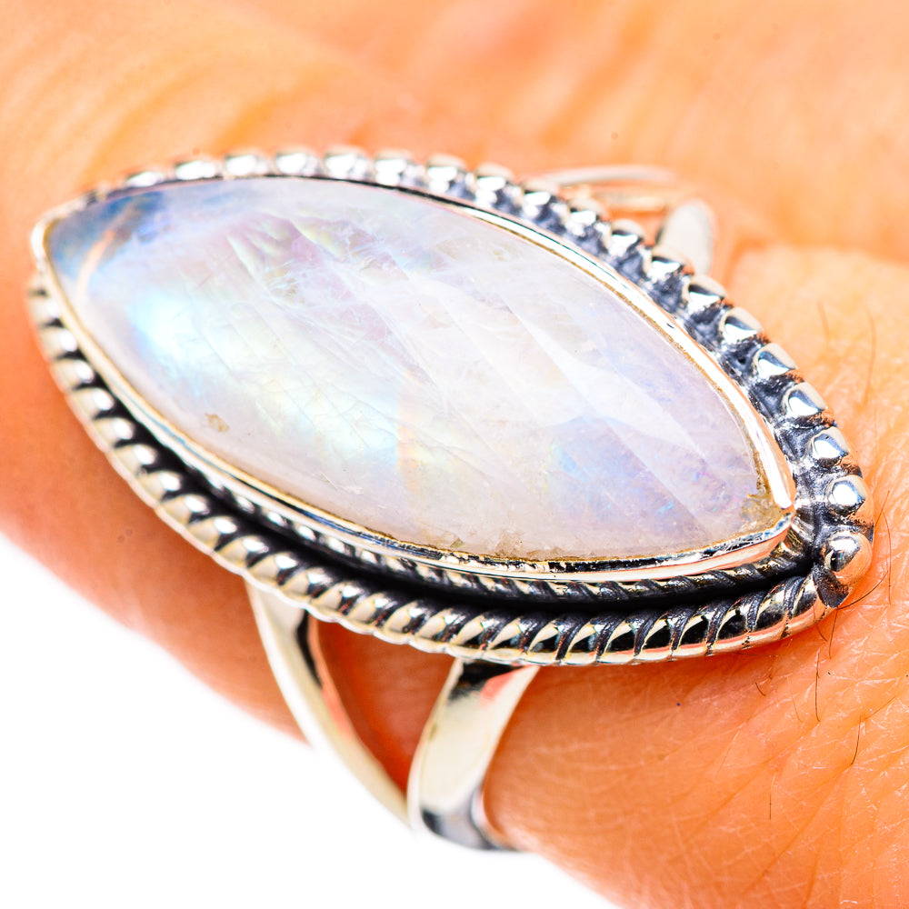 Rainbow Moonstone Rings handcrafted by Ana Silver Co - RING132661
