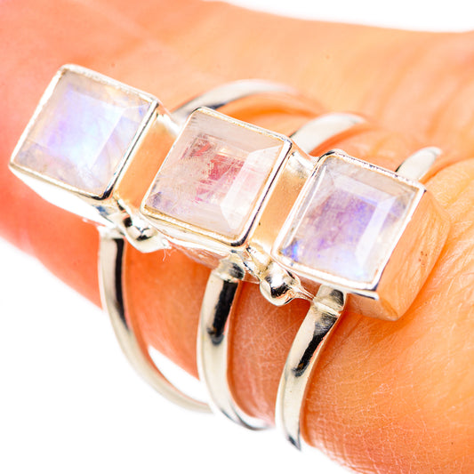 Rainbow Moonstone Rings handcrafted by Ana Silver Co - RING132662