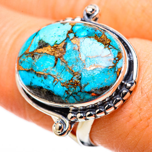 Blue Copper Composite Turquoise Rings handcrafted by Ana Silver Co - RING132670