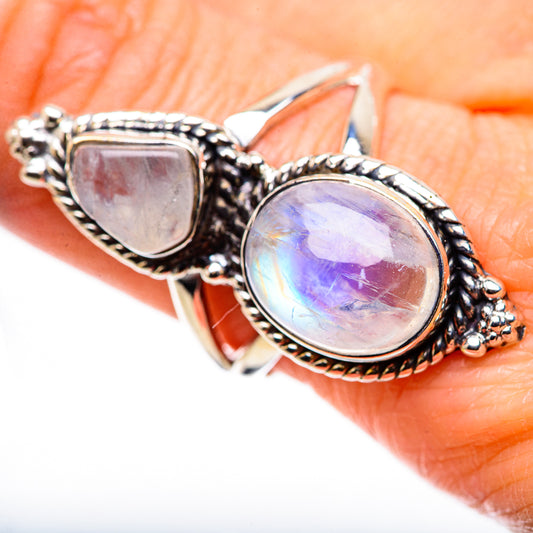 Rainbow Moonstone Rings handcrafted by Ana Silver Co - RING132683