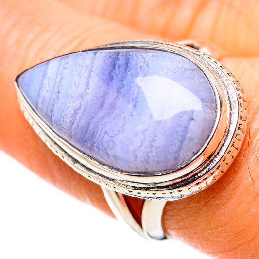 Blue Lace Agate Rings handcrafted by Ana Silver Co - RING132684