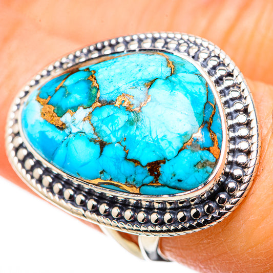 Blue Copper Composite Turquoise Rings handcrafted by Ana Silver Co - RING132689