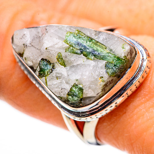 Green Tourmaline In Quartz Rings handcrafted by Ana Silver Co - RING132697