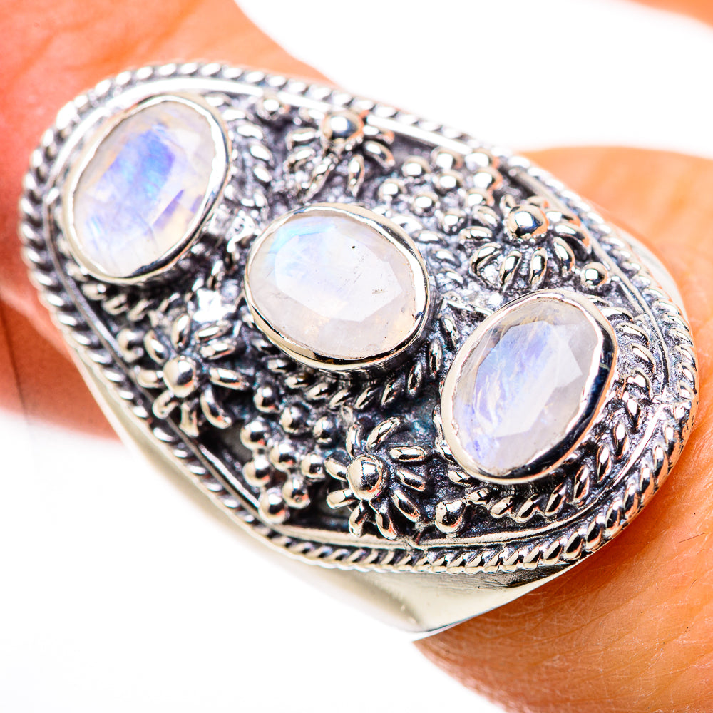 Rainbow Moonstone Rings handcrafted by Ana Silver Co - RING132703
