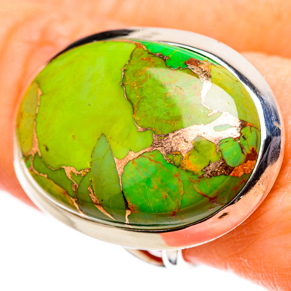 Green Copper Composite Turquoise Rings handcrafted by Ana Silver Co - RING132723