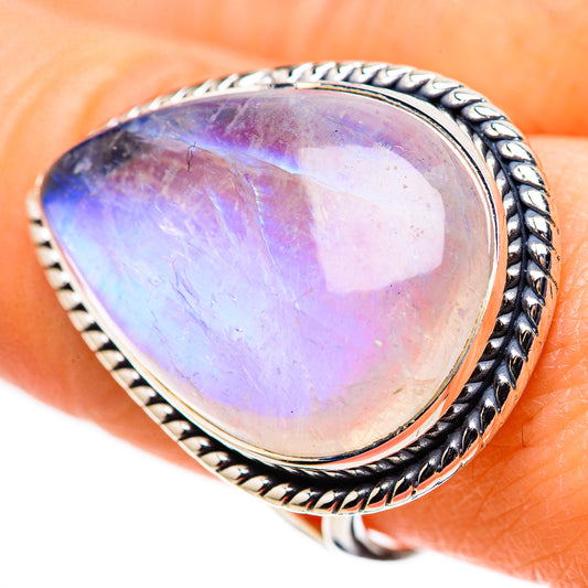 Rainbow Moonstone Rings handcrafted by Ana Silver Co - RING132732