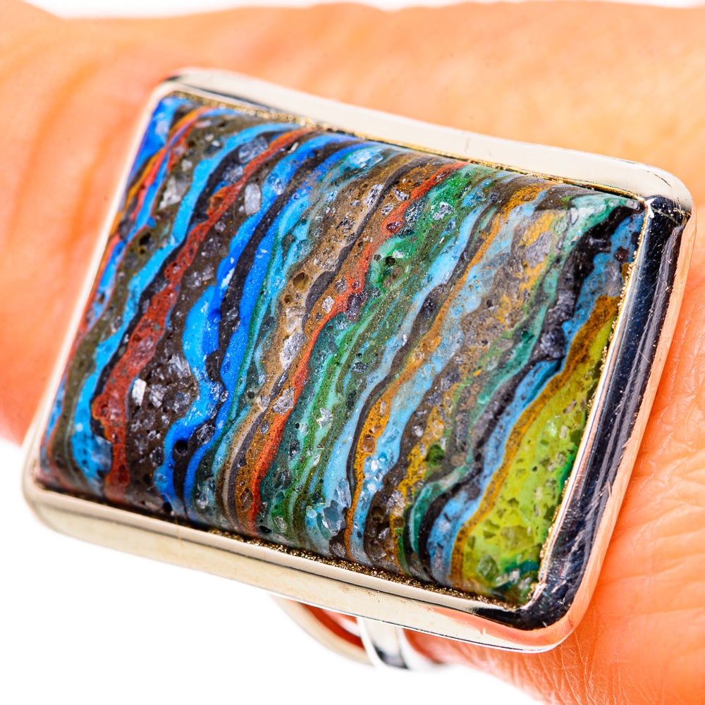 Rainbow Calsilica Rings handcrafted by Ana Silver Co - RING132736
