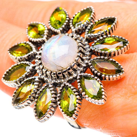 Rainbow Moonstone Rings handcrafted by Ana Silver Co - RING132749