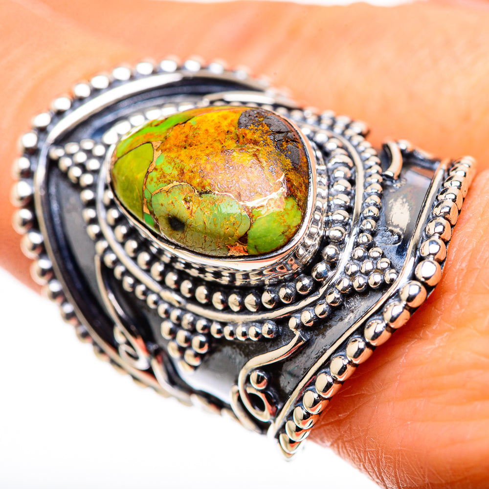 Green Copper Composite Turquoise Rings handcrafted by Ana Silver Co - RING132751