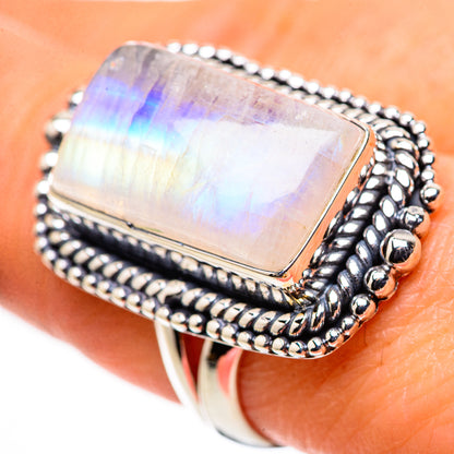 Rainbow Moonstone Rings handcrafted by Ana Silver Co - RING132758