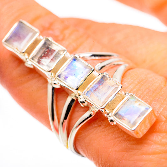 Rainbow Moonstone Rings handcrafted by Ana Silver Co - RING132759