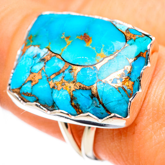 Blue Copper Composite Turquoise Rings handcrafted by Ana Silver Co - RING132769
