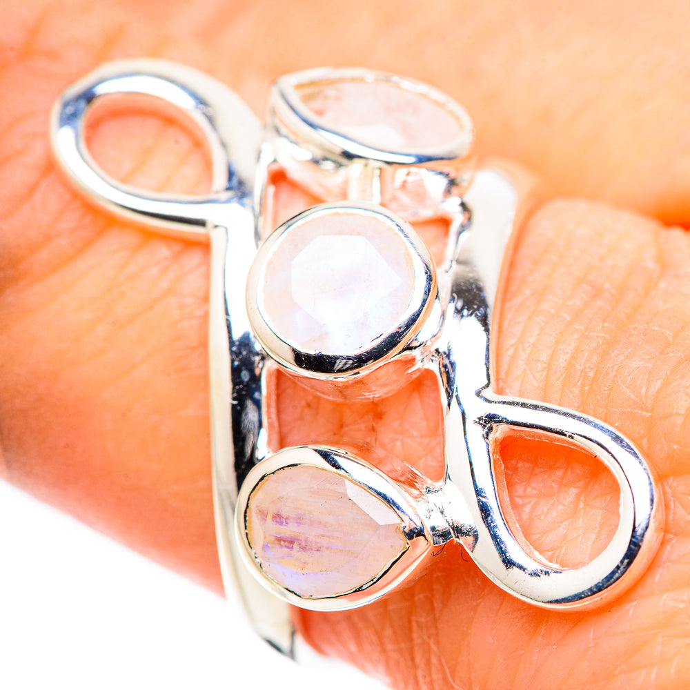 Rainbow Moonstone Rings handcrafted by Ana Silver Co - RING132782