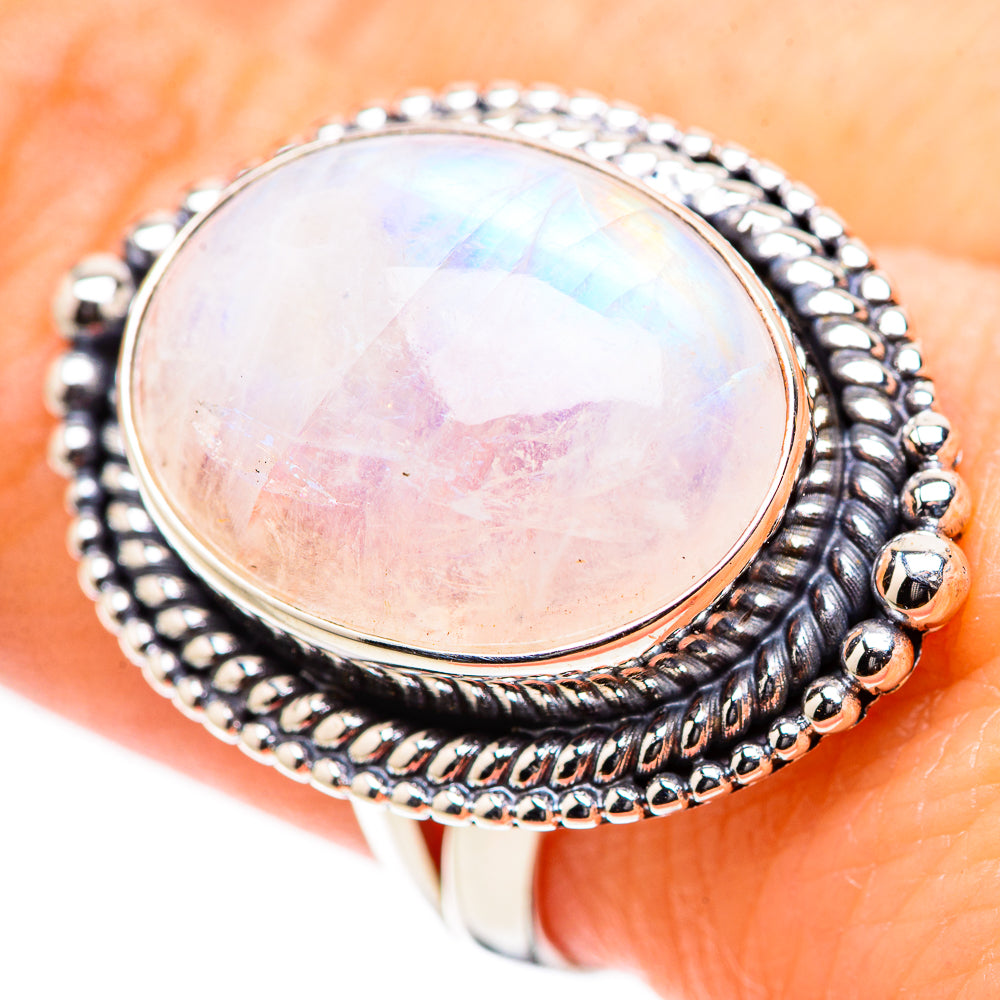 Rainbow Moonstone Rings handcrafted by Ana Silver Co - RING132783