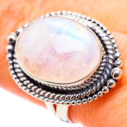 Rainbow Moonstone Rings handcrafted by Ana Silver Co - RING132783