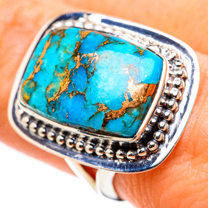 Blue Copper Composite Turquoise Rings handcrafted by Ana Silver Co - RING132792
