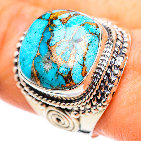 Blue Copper Composite Turquoise Rings handcrafted by Ana Silver Co - RING132798