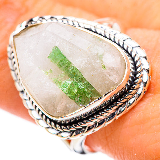 Green Tourmaline In Quartz Rings handcrafted by Ana Silver Co - RING132799
