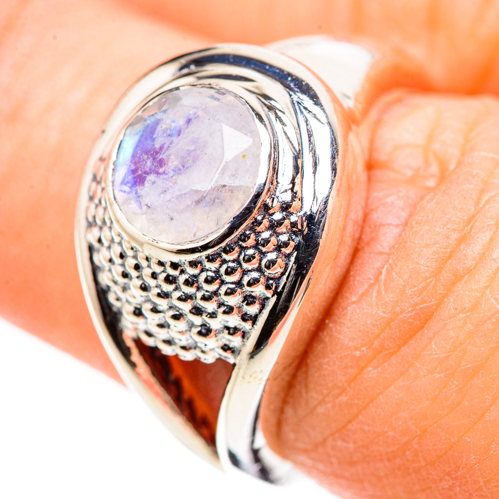 Rainbow Moonstone Rings handcrafted by Ana Silver Co - RING132813