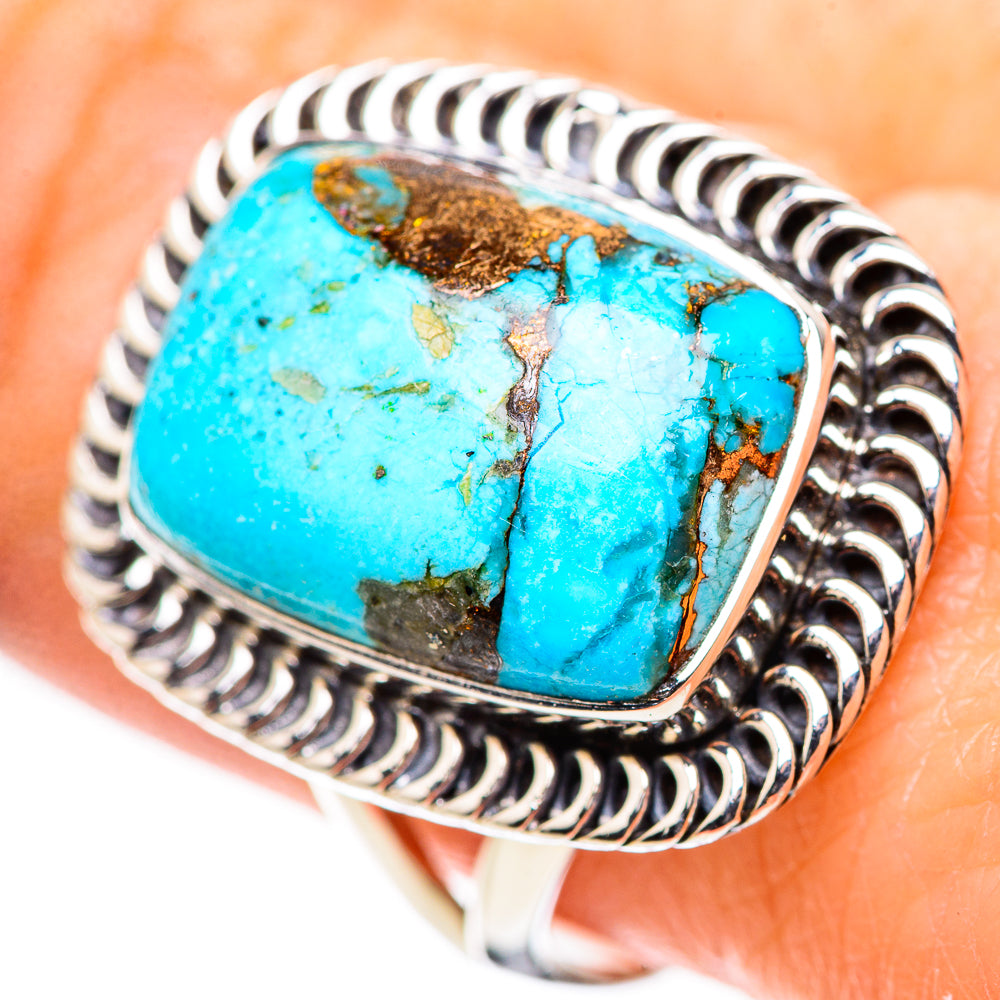 Blue Copper Composite Turquoise Rings handcrafted by Ana Silver Co - RING132822