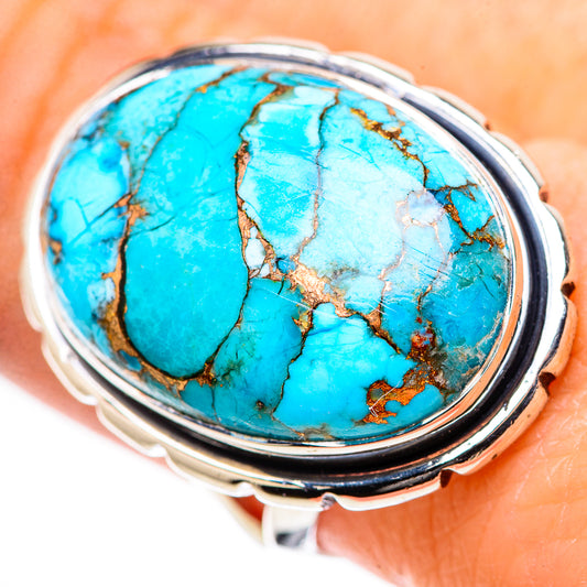 Blue Copper Composite Turquoise Rings handcrafted by Ana Silver Co - RING132826