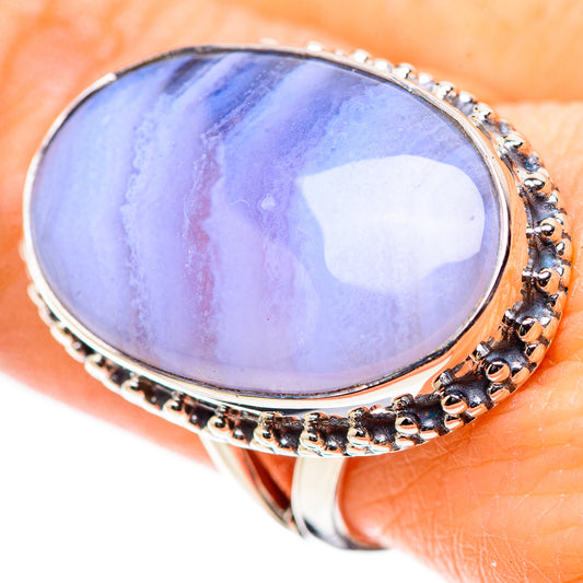 Blue Lace Agate Rings handcrafted by Ana Silver Co - RING132840