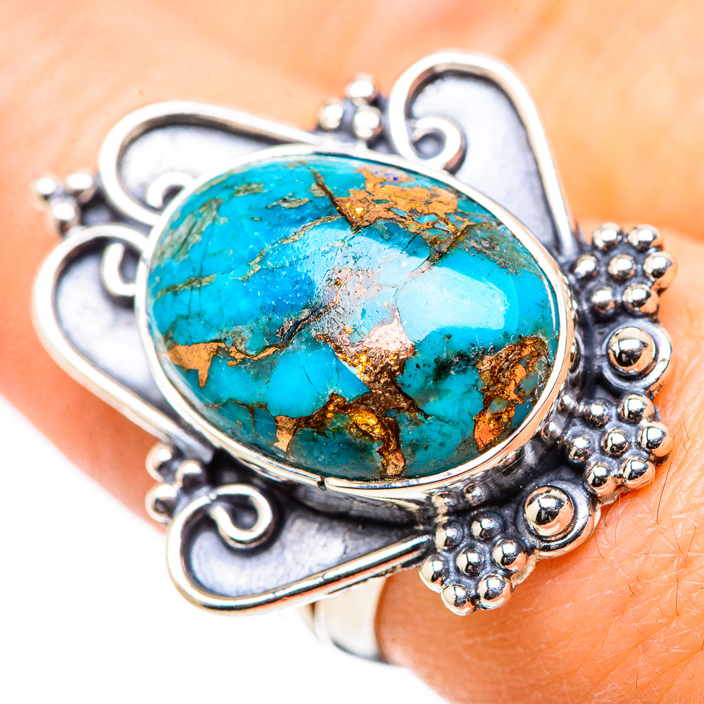 Blue Copper Composite Turquoise Rings handcrafted by Ana Silver Co - RING132849