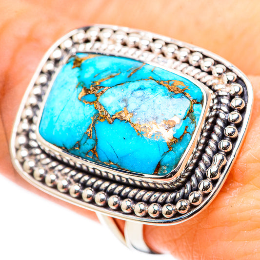 Blue Copper Composite Turquoise Rings handcrafted by Ana Silver Co - RING132853