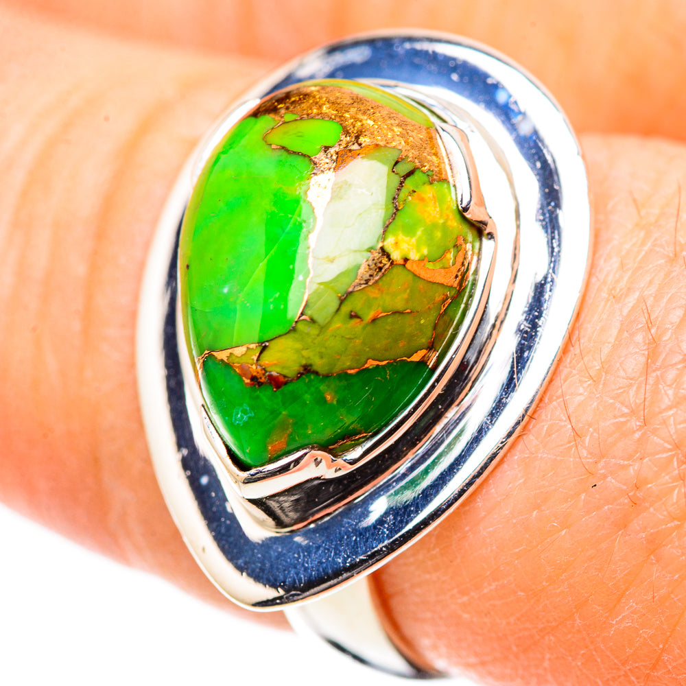 Green Copper Composite Turquoise Rings handcrafted by Ana Silver Co - RING132854