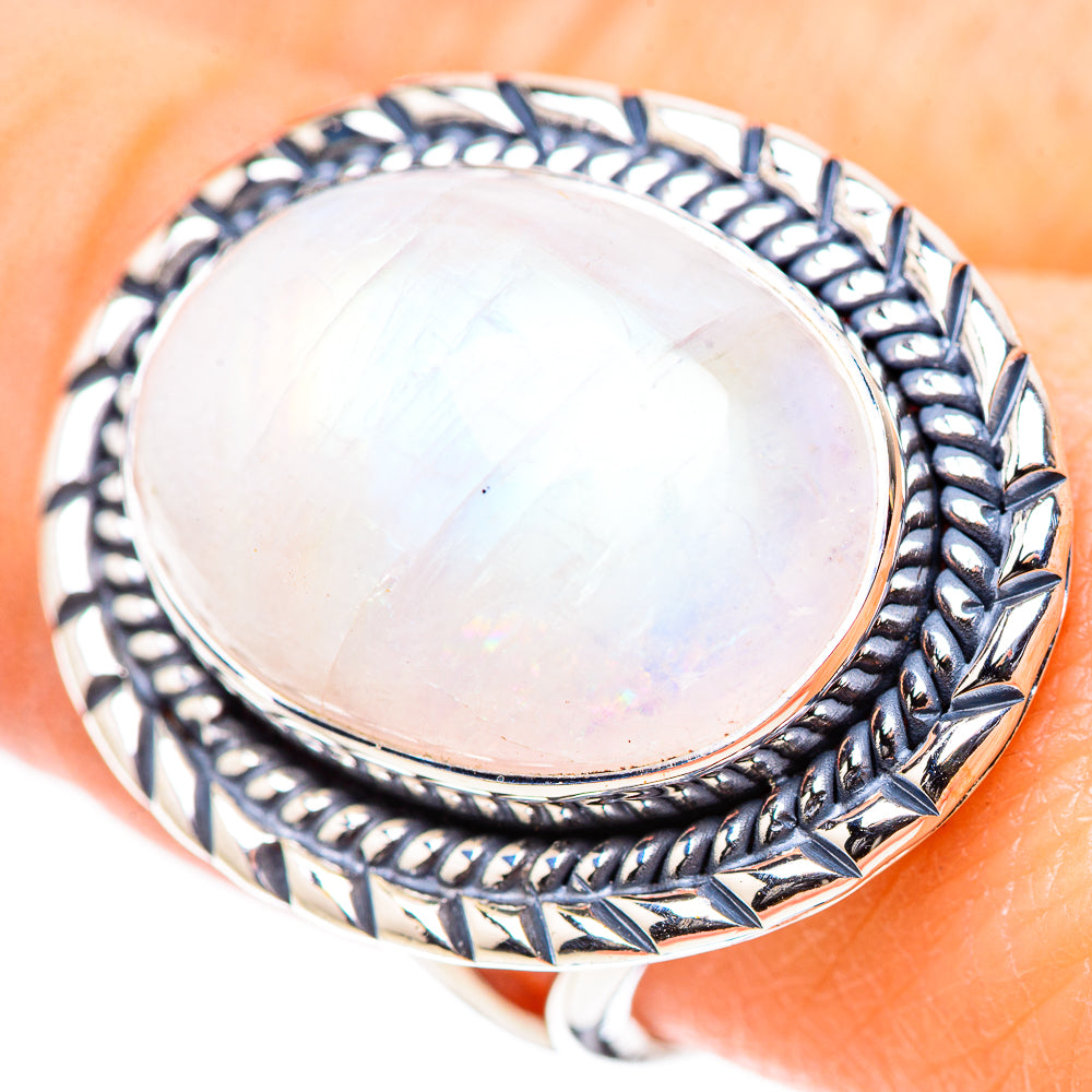 Rainbow Moonstone Rings handcrafted by Ana Silver Co - RING132864