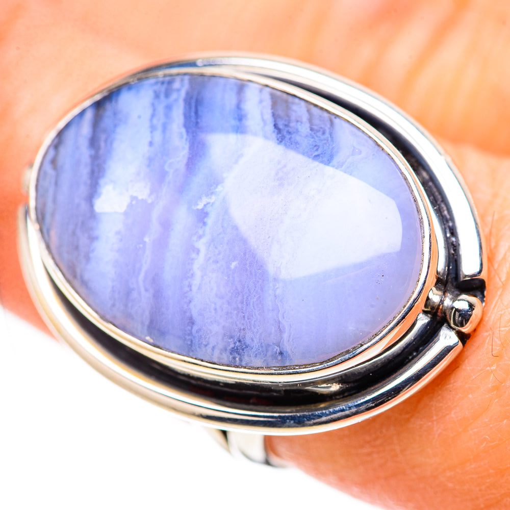 Blue Lace Agate Rings handcrafted by Ana Silver Co - RING132865