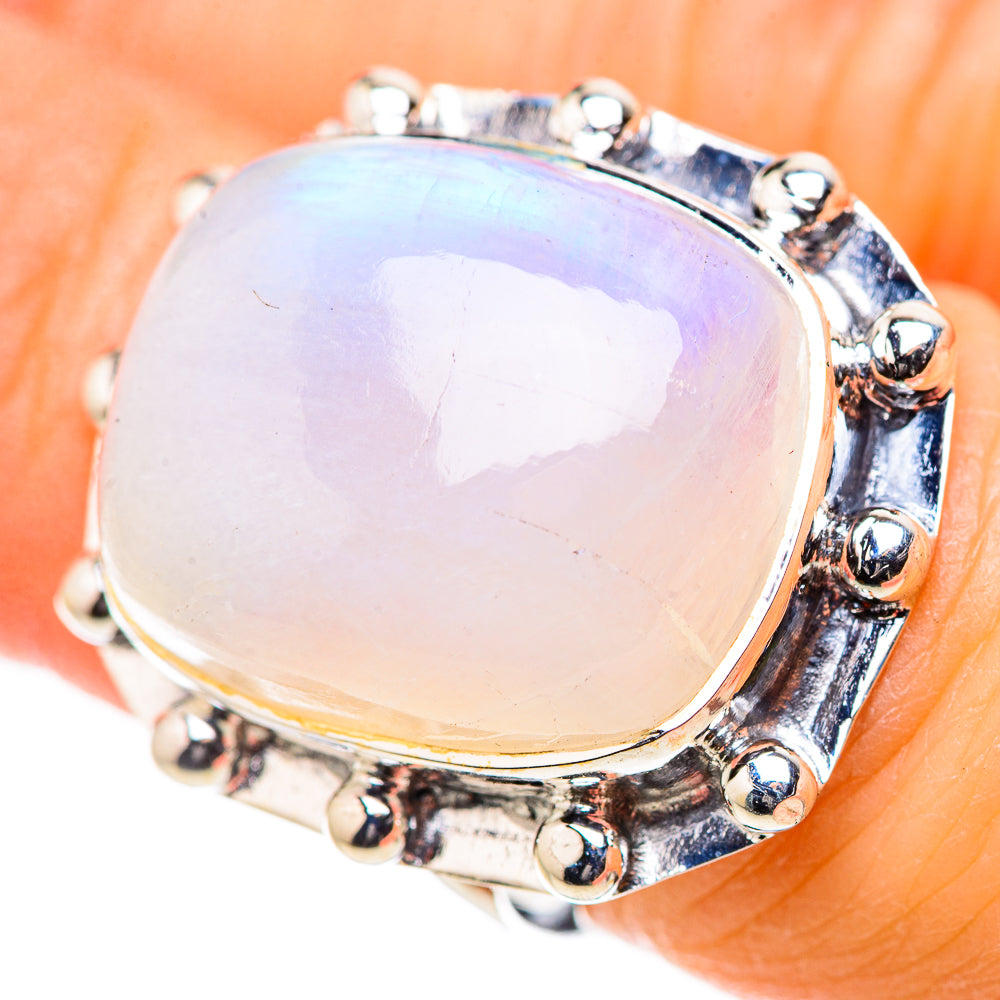 Rainbow Moonstone Rings handcrafted by Ana Silver Co - RING132888