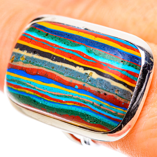 Rainbow Calsilica Rings handcrafted by Ana Silver Co - RING132918