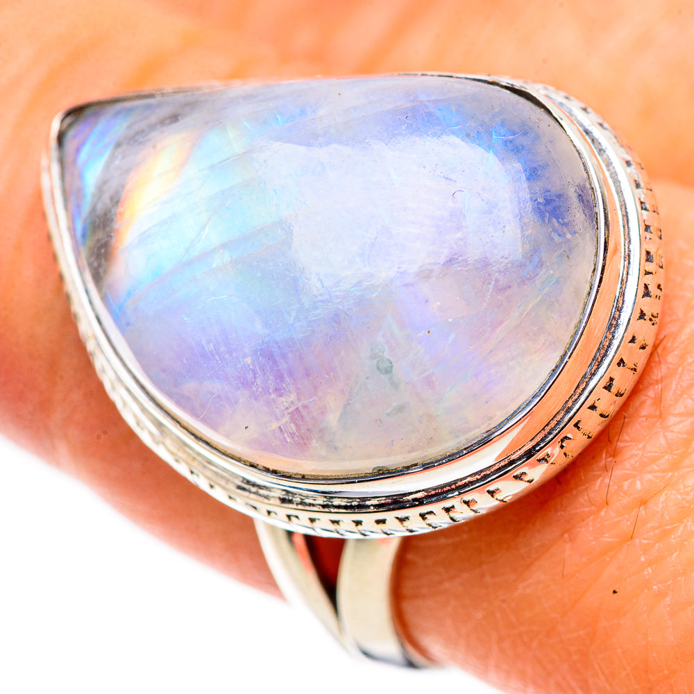 Rainbow Moonstone Rings handcrafted by Ana Silver Co - RING132948