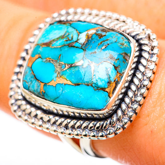 Blue Copper Composite Turquoise Rings handcrafted by Ana Silver Co - RING132964