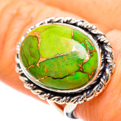 Green Copper Composite Turquoise Rings handcrafted by Ana Silver Co - RING132971