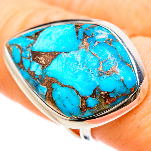 Blue Copper Composite Turquoise Rings handcrafted by Ana Silver Co - RING132991