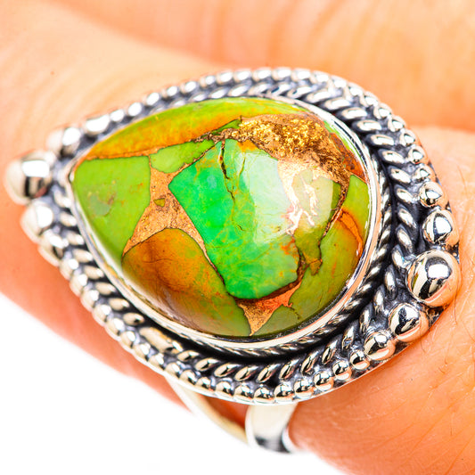 Green Copper Composite Turquoise Rings handcrafted by Ana Silver Co - RING132999