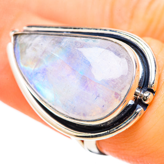 Rainbow Moonstone Rings handcrafted by Ana Silver Co - RING133009
