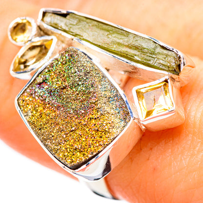 Spectro Pyrite Druzy Rings handcrafted by Ana Silver Co - RING133011