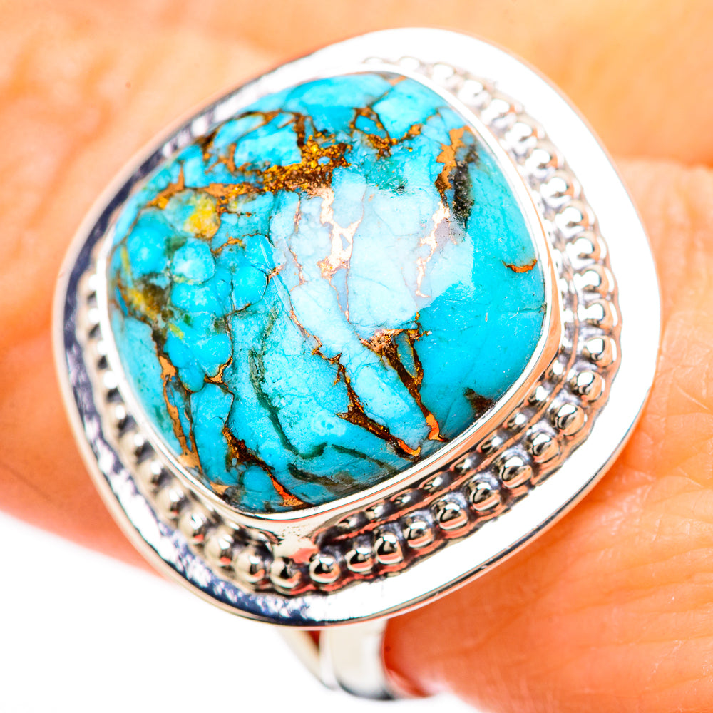 Blue Copper Composite Turquoise Rings handcrafted by Ana Silver Co - RING133015