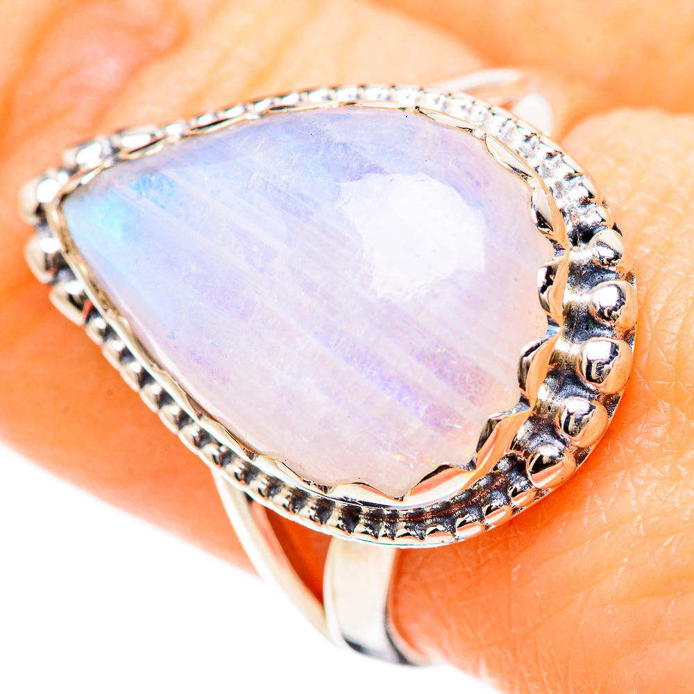 Rainbow Moonstone Rings handcrafted by Ana Silver Co - RING133033