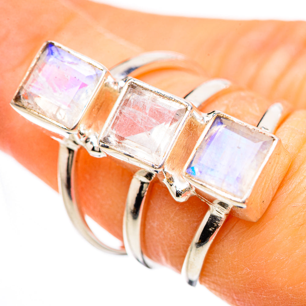 Rainbow Moonstone Rings handcrafted by Ana Silver Co - RING133034