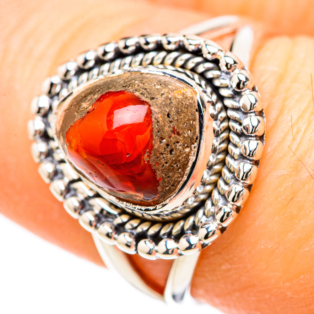Mexican Fire Opal Rings handcrafted by Ana Silver Co - RING133037