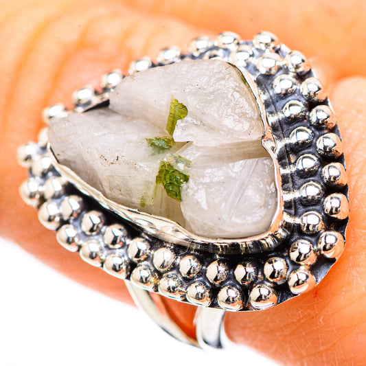 Green Tourmaline In Quartz Rings handcrafted by Ana Silver Co - RING133051