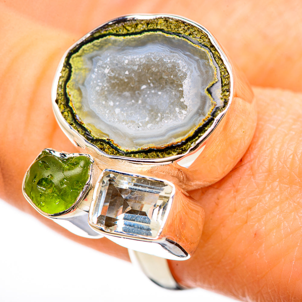 Coconut Geode Druzy Rings handcrafted by Ana Silver Co - RING133052