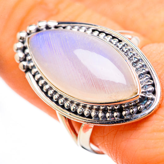 Rainbow Moonstone Rings handcrafted by Ana Silver Co - RING133066