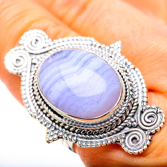 Blue Lace Agate Rings handcrafted by Ana Silver Co - RING133067